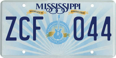 MS license plate ZCF044