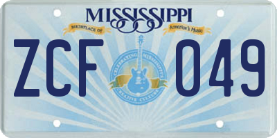 MS license plate ZCF049