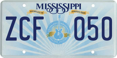 MS license plate ZCF050