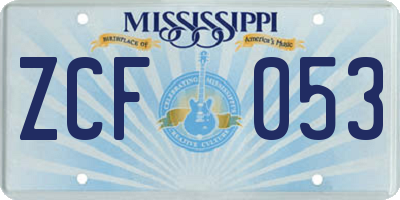 MS license plate ZCF053