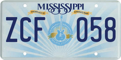 MS license plate ZCF058