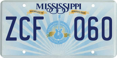 MS license plate ZCF060