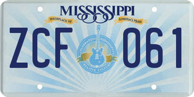 MS license plate ZCF061
