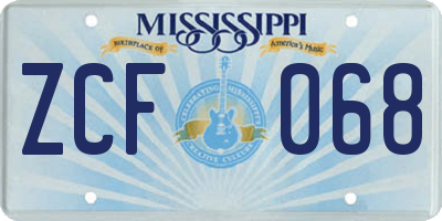 MS license plate ZCF068
