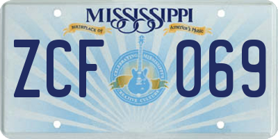 MS license plate ZCF069