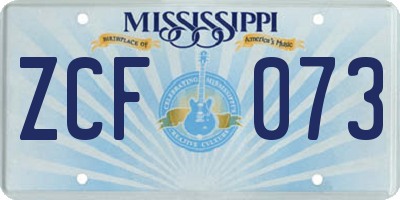 MS license plate ZCF073