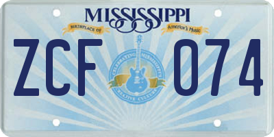 MS license plate ZCF074