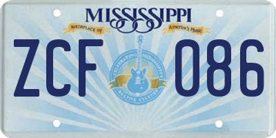 MS license plate ZCF086
