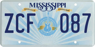 MS license plate ZCF087