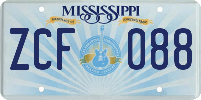 MS license plate ZCF088