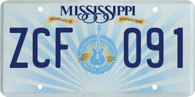 MS license plate ZCF091