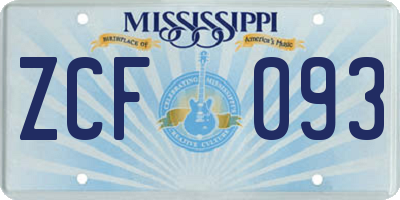 MS license plate ZCF093