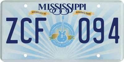 MS license plate ZCF094