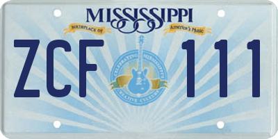 MS license plate ZCF111