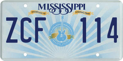 MS license plate ZCF114