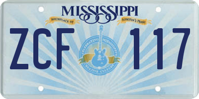 MS license plate ZCF117