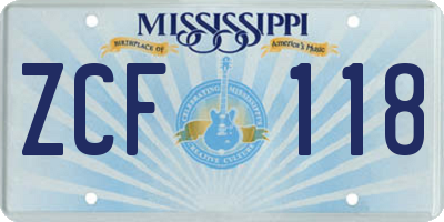 MS license plate ZCF118