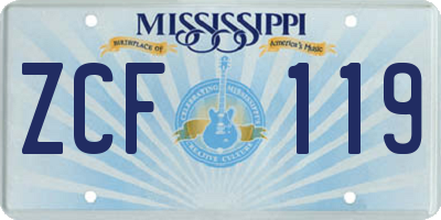 MS license plate ZCF119