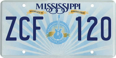 MS license plate ZCF120