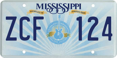 MS license plate ZCF124