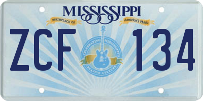 MS license plate ZCF134