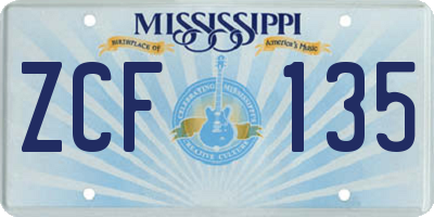 MS license plate ZCF135