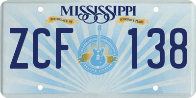 MS license plate ZCF138