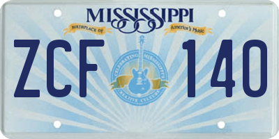 MS license plate ZCF140