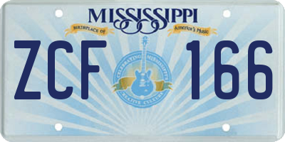 MS license plate ZCF166
