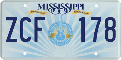 MS license plate ZCF178