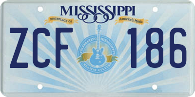 MS license plate ZCF186