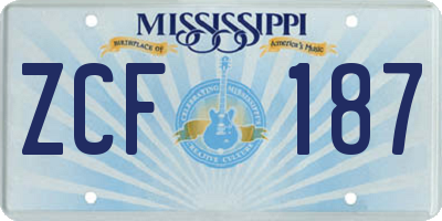 MS license plate ZCF187