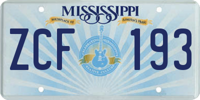 MS license plate ZCF193