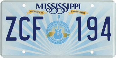 MS license plate ZCF194