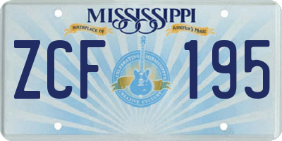 MS license plate ZCF195