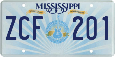 MS license plate ZCF201