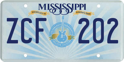 MS license plate ZCF202