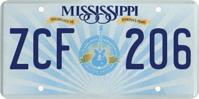 MS license plate ZCF206