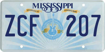 MS license plate ZCF207