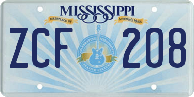 MS license plate ZCF208