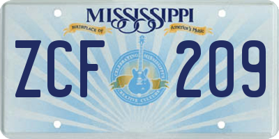MS license plate ZCF209