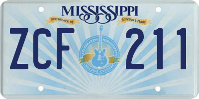 MS license plate ZCF211