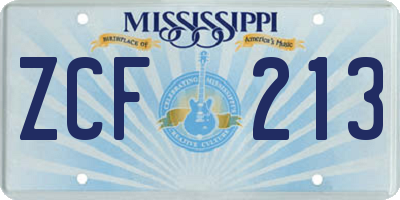 MS license plate ZCF213