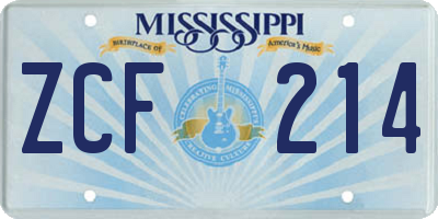 MS license plate ZCF214