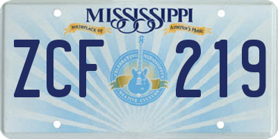 MS license plate ZCF219