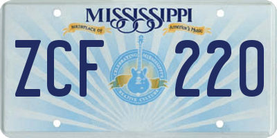 MS license plate ZCF220