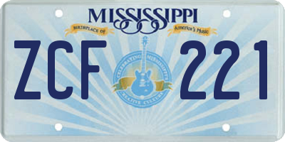 MS license plate ZCF221