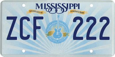 MS license plate ZCF222