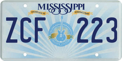 MS license plate ZCF223
