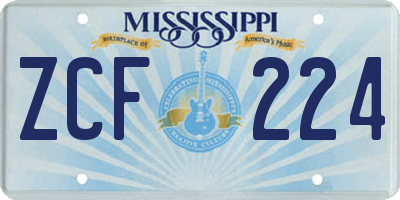 MS license plate ZCF224